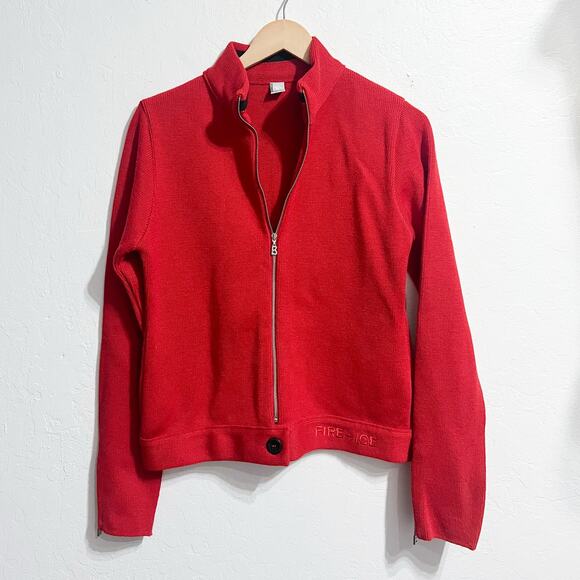 Bogner Fire Ice Jacket Womens Medium Full Zip Knit Red Wool Blend Ski Snow - Picture 1 of 8